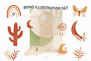 Hand Drawn Boho Illustration Set