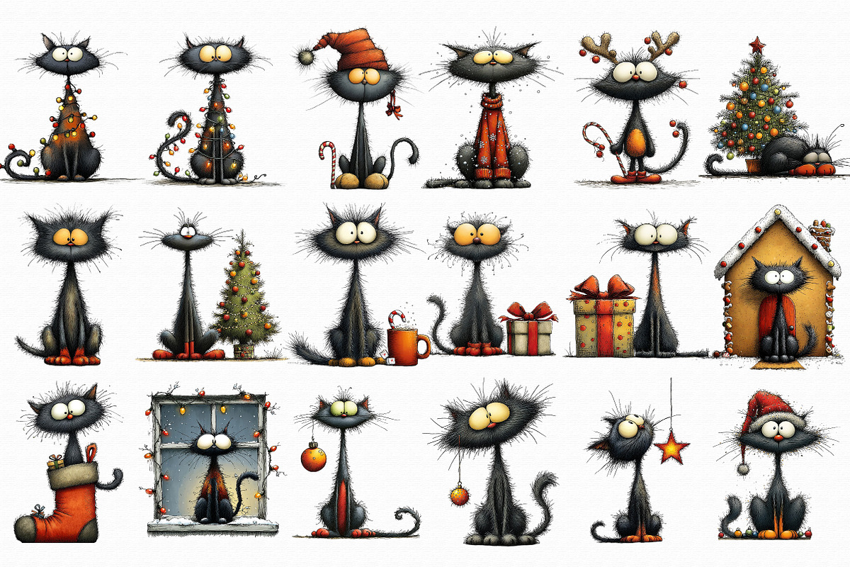 Whimsical Christmas Black Cats Clipa, an Illustration by Libby Wishes (Photo 6 of 7)