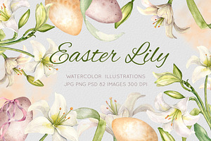 Floral Easter eggs watercolor set