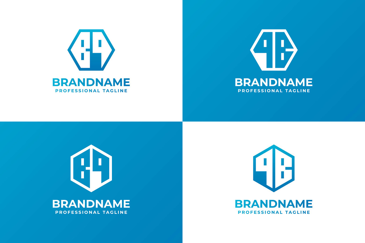 Letters BQ and QB Hexagon Logo Set, a Branding & Logo Template by Pray Art Design Studio