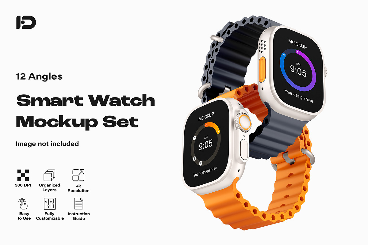 Apple Watch Ultra Mockup Set, a Wearable Device Mockup by ForgeDesign (Photo 1 of 14)