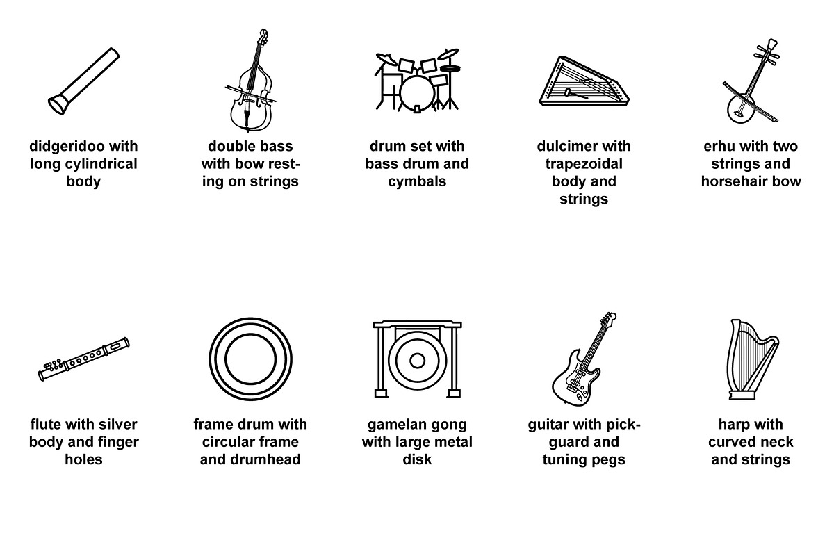 folk musical instruments Icon Set, an Outline Icon by Nurlan's shop (Photo 5 of 6)