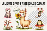 UglyCute Spring Watercolor Clipart, an Animal Illustration by Artnoy (Thumbnail 1 of 8)