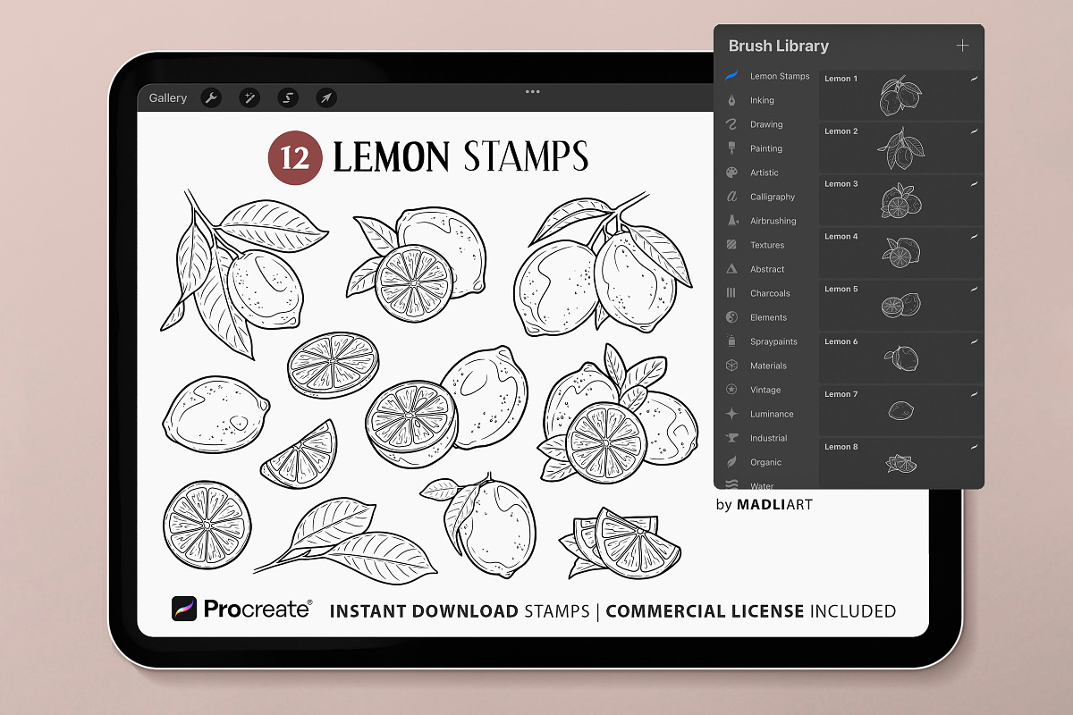 Lemon Fruit Procreate Brush Stamps, a Shape Add-On by MadliArt (Photo 2 of 5)