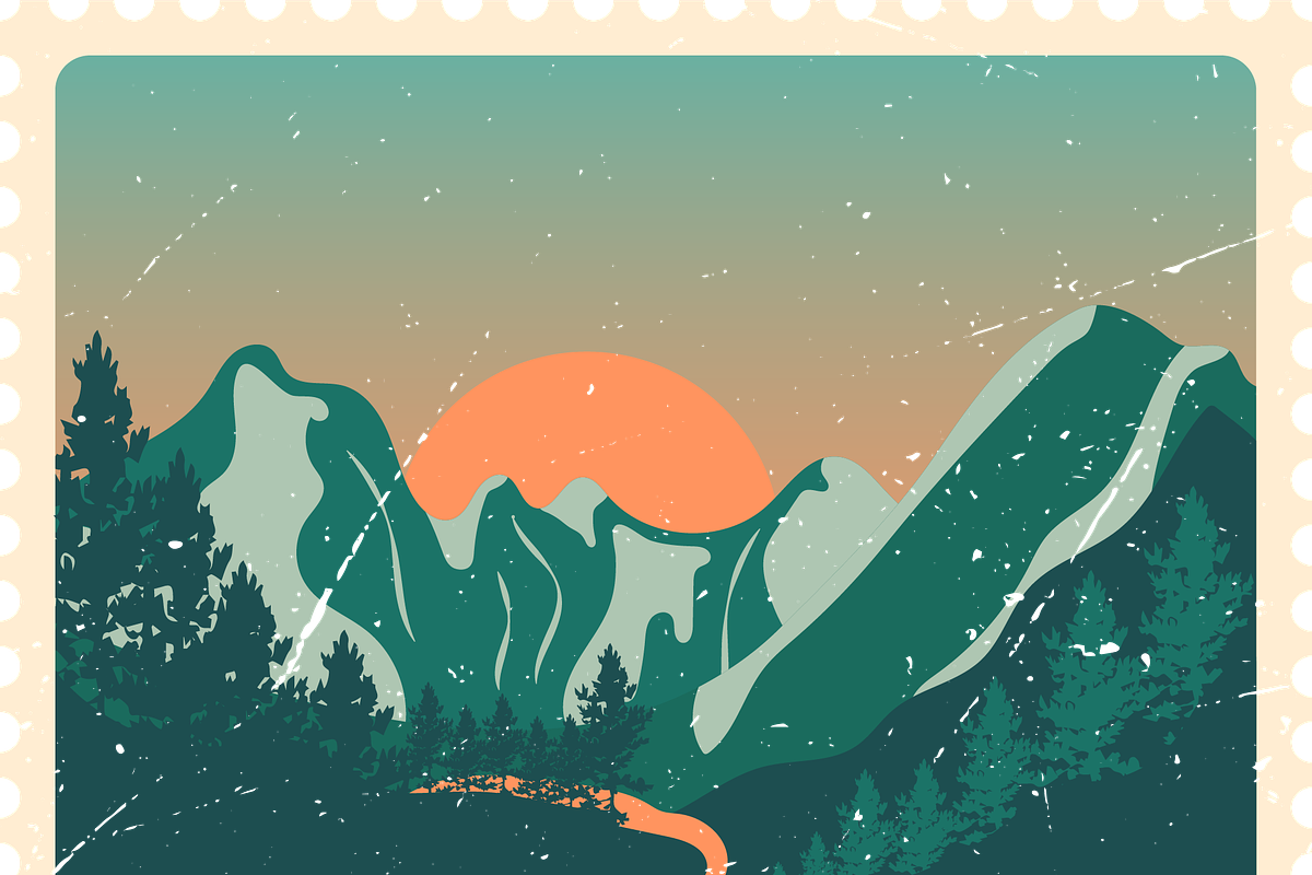Landscapes Postage Stamp Collection, a Seasonal Illustration by JYa_Design (Photo 5 of 5)