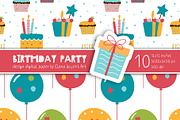 Birthday Party Cartoon Digital Paper, a Pattern Graphic by Elena Dorosh (Thumbnail 2 of 6)