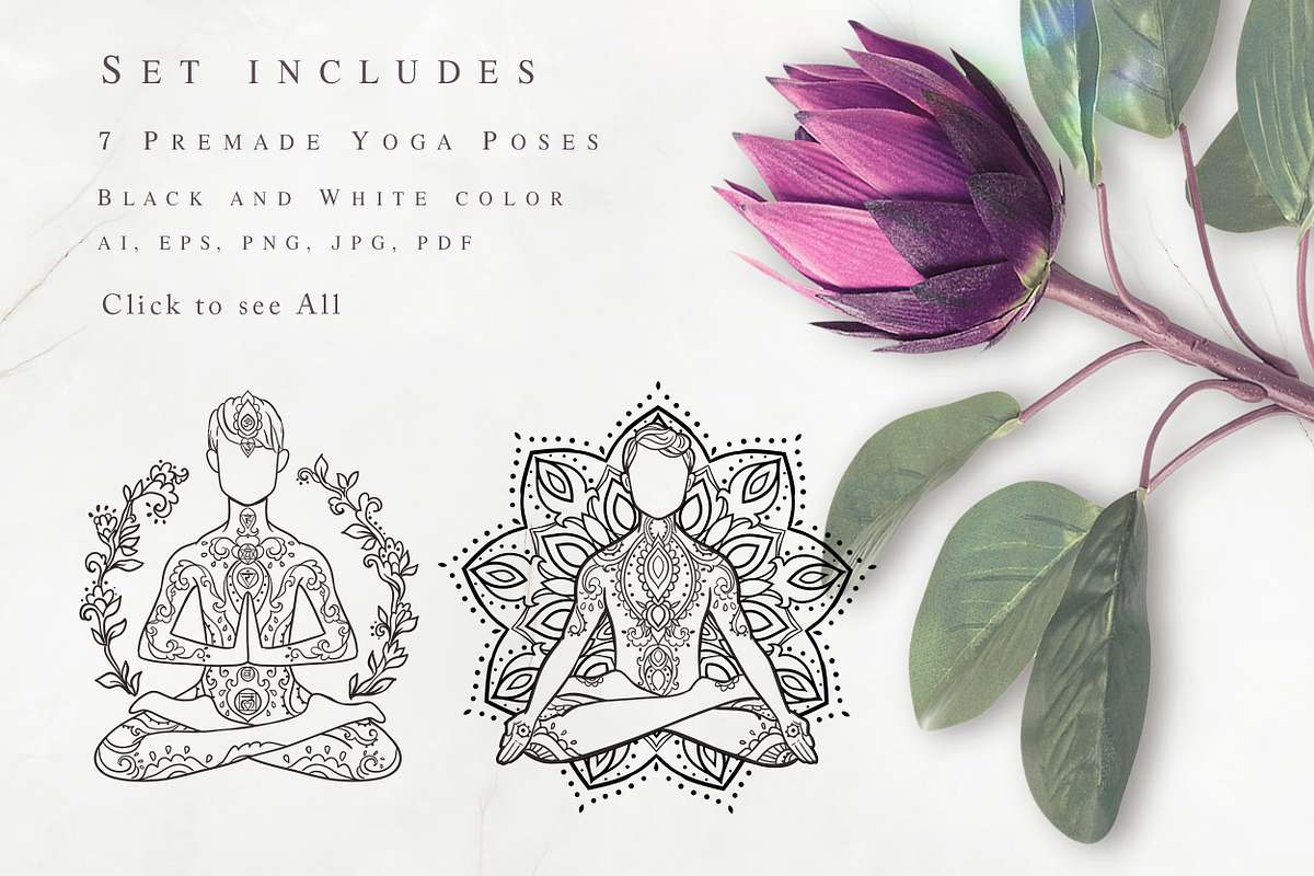 Lotus Man Set. 31 elements, an Illustration by anvinoart (Photo 3 of 16)