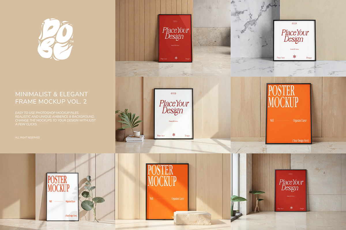 Minimalist Black Frame Mockup Vol 2, a Household Mockup by DOBE Studio (Photo 1 of 11)