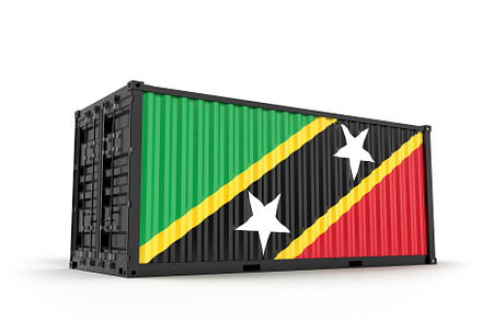 Container with flag of Saint Kitts