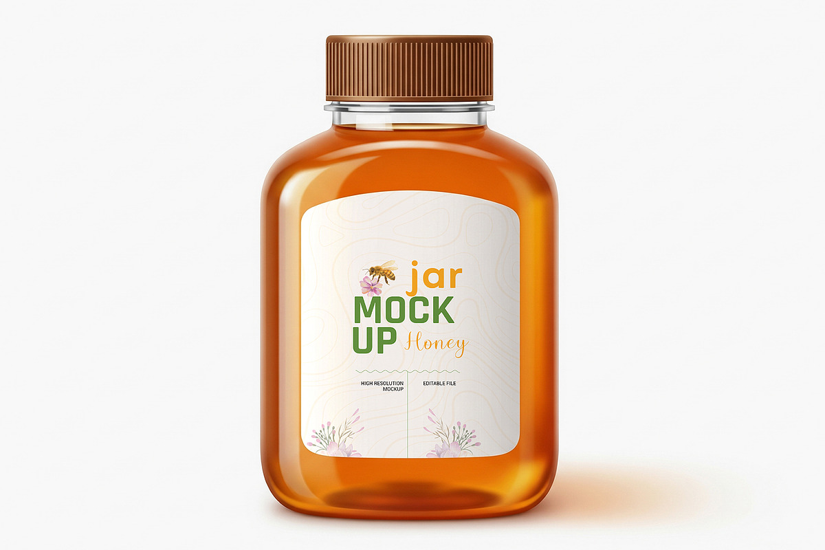 Honey Jar Packaging Label Mockup, a Product Mockup by graphypix (Photo 1 of 4)