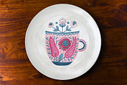 8 pink folk flower in cup print, a Decorative Illustration by ARTOZEN DIGITAL (Thumbnail 9 of 10)