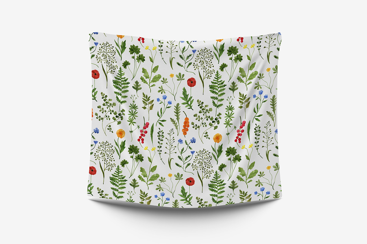 WILDFLOWERS Watercolor Set, a Pattern Graphic by Katerina Osa (Photo 8 of 12)