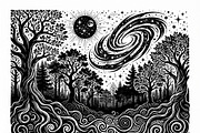 50 Mystical Galaxy Forest Silhouette, a Technology Illustration by Amazin_art (Thumbnail 13 of 41)