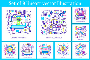 9 line art business illustration.
