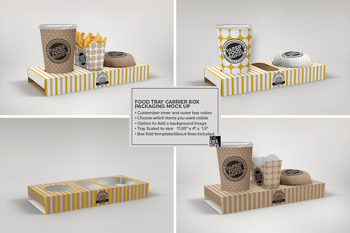 Food Tray Carrier Packaging Mockup, a Product Mockup by INCDesign (Photo 2 of 8)