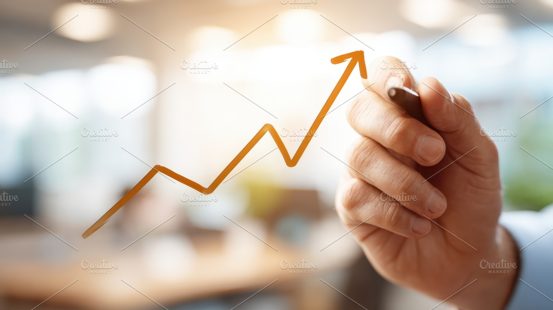 Hand drawing upward trend in business growth, a Business Photo by AlyaAnd
