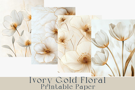 Ivory Gold Floral Background