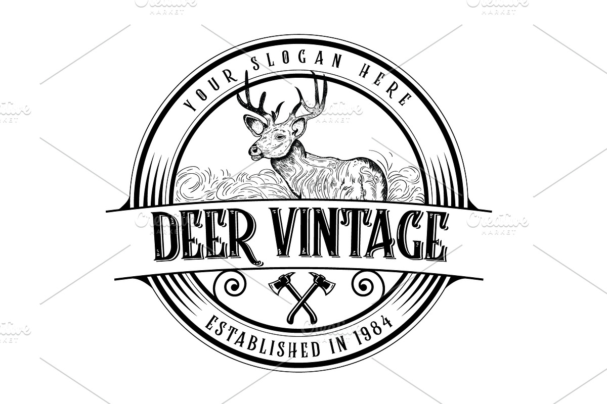 Deer vintage logo Design, a Branding & Logo Template by Ismael Hossain