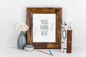 Wood Desktop Frame Mock Up