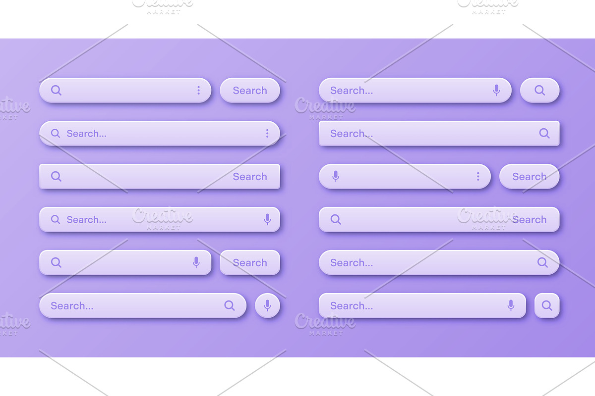 Colorful 3d search bar templates, an Object Illustration by 32pixels