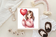 Valentine cute girl Clipart, an Illustration by DreamArtGraphic (Thumbnail 4 of 6)