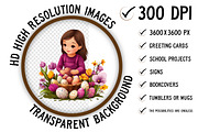 Whimsical Easter Girl Clipart, an Illustration by Craft Nest (Thumbnail 2 of 9)