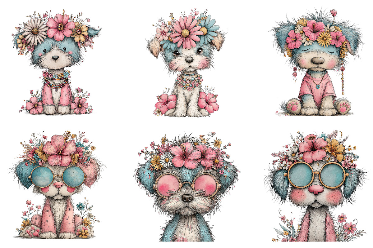 Whimsical Summer Dogs Clipart, an Illustration by GatewayDesign (Photo 6 of 6)