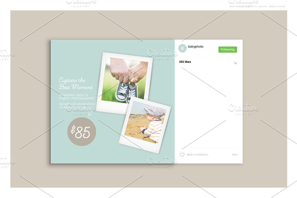 Baby Photography Social Media Pack, a Templates & Theme by Nordic.Arg (Photo 4 of 8)