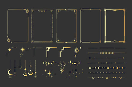 Golden Celestial Elements Collection, a Decorative Illustration by PsychocheArt