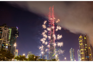 Fireworks from burj khalifa on new year's eve 2016 dubai featuring dubai, an Architecture Photo by Leonid Andronov