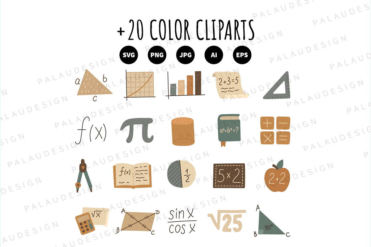 Mathematics Education Clipart Set, an Education Illustration by Palau (Photo 8 of 10)