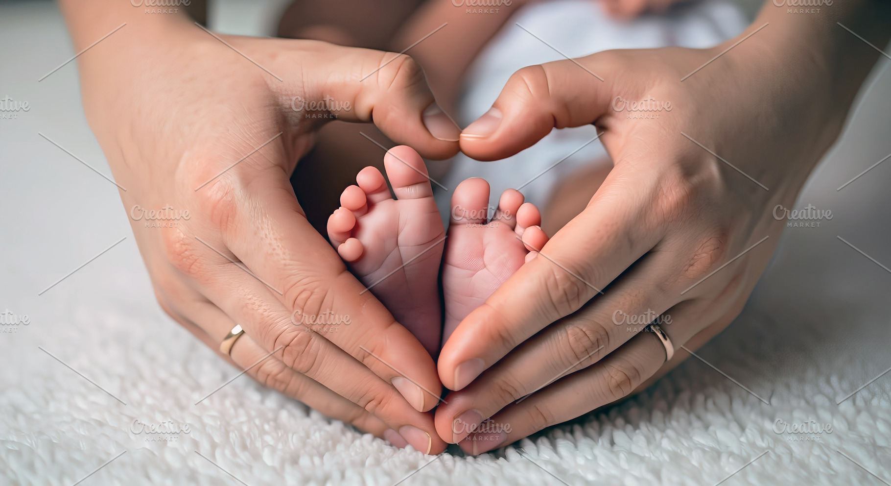 Newborn Baby Feet Held in Heart-Shap, a Person Photo by Stock Shape