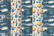 Watercolor Whales & Patterns, an Animal Illustration by annasokol_ (Thumbnail 6 of 6)