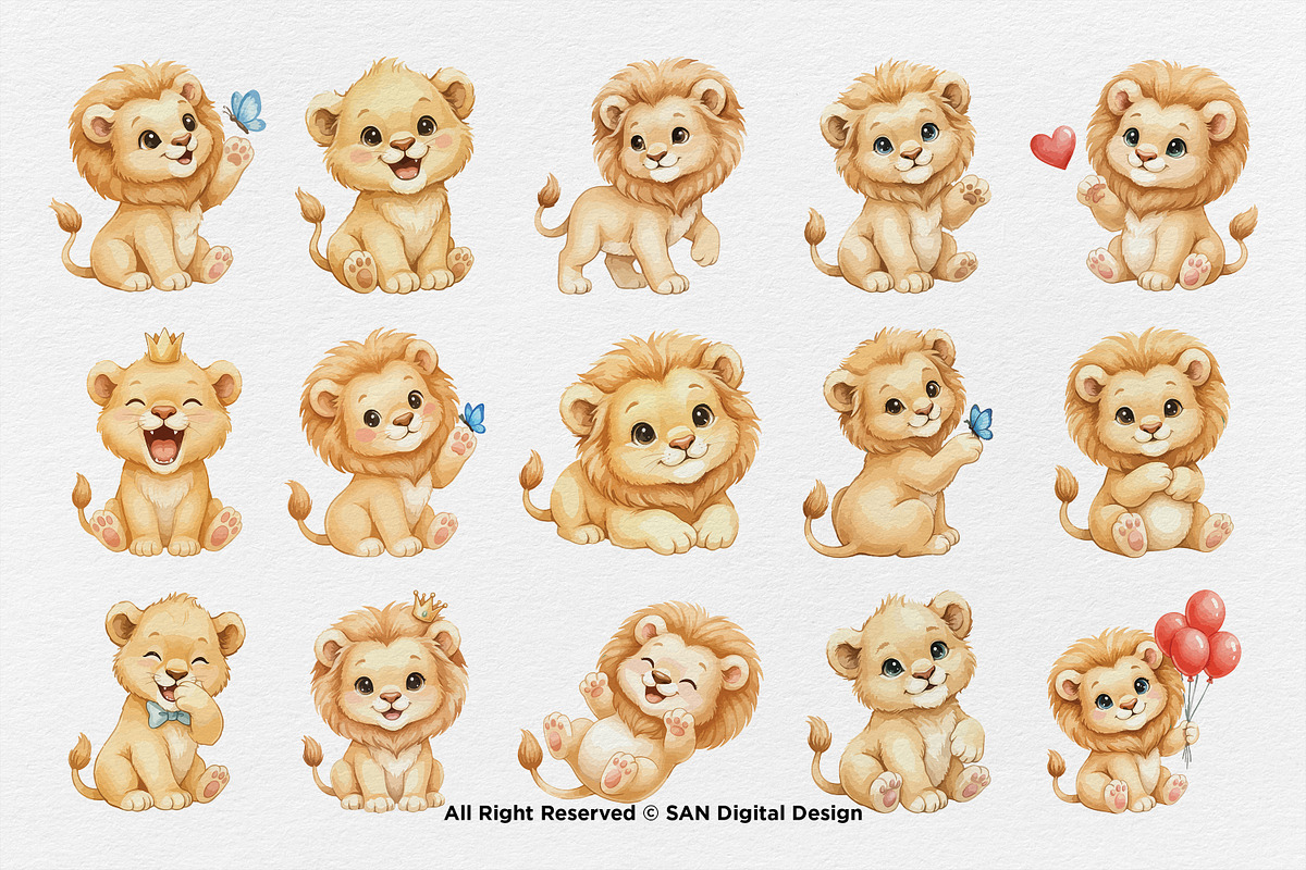 15 Bundle Watercolor The Lion King, an Animal Illustration by Morspective (Photo 8 of 8)