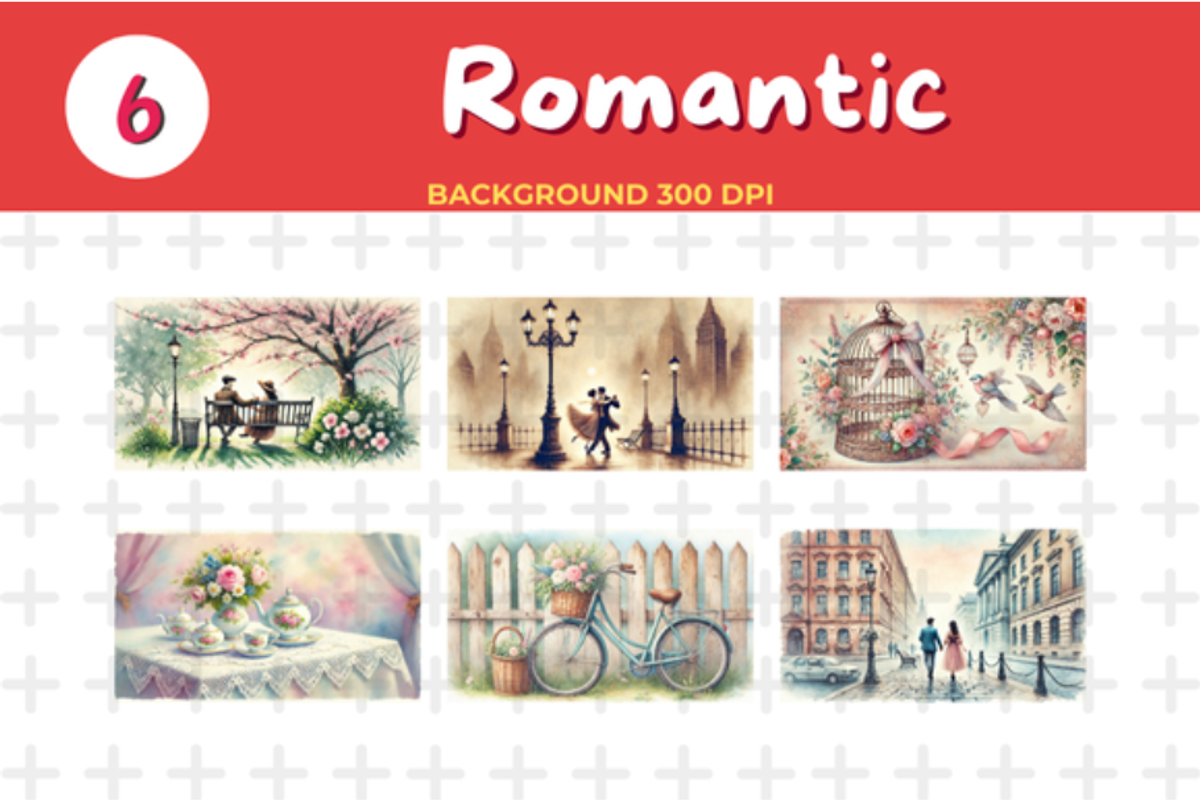 Watercolor Romantic Background JPG, a Decorative Illustration by John_Walker (Photo 1 of 3)