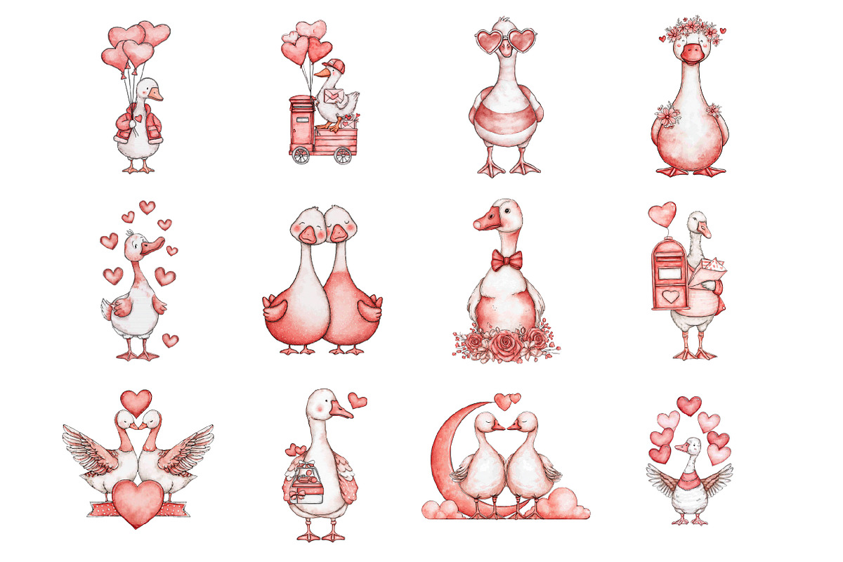 Romantic Goose Clip Art, an Illustration by Design Market (Photo 2 of 3)