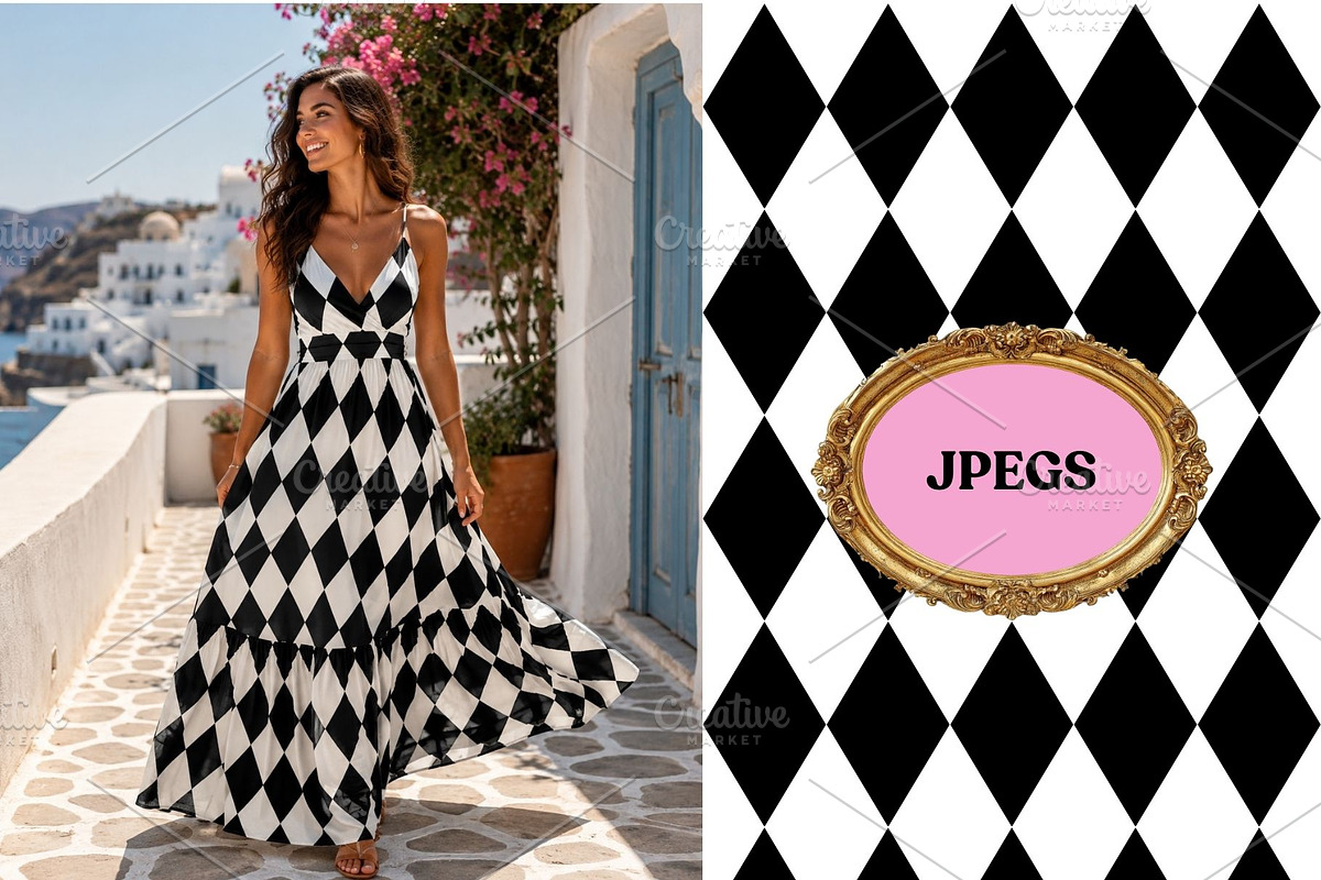 Vintage Harlequin Diamond Pattern, a Pattern Graphic by faeDesign (Photo 2 of 6)