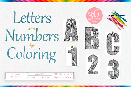 Letters and numbers for coloring
