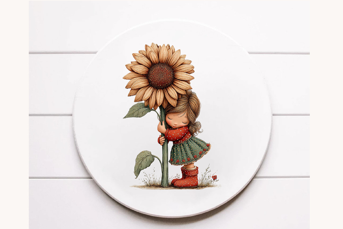 Whimsical Sunflower Girl Clipart, an Illustration by Designworld (Photo 5 of 8)