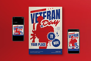 Red Modern Veteran Day Flyer Set, a Flyer Template by graphicook