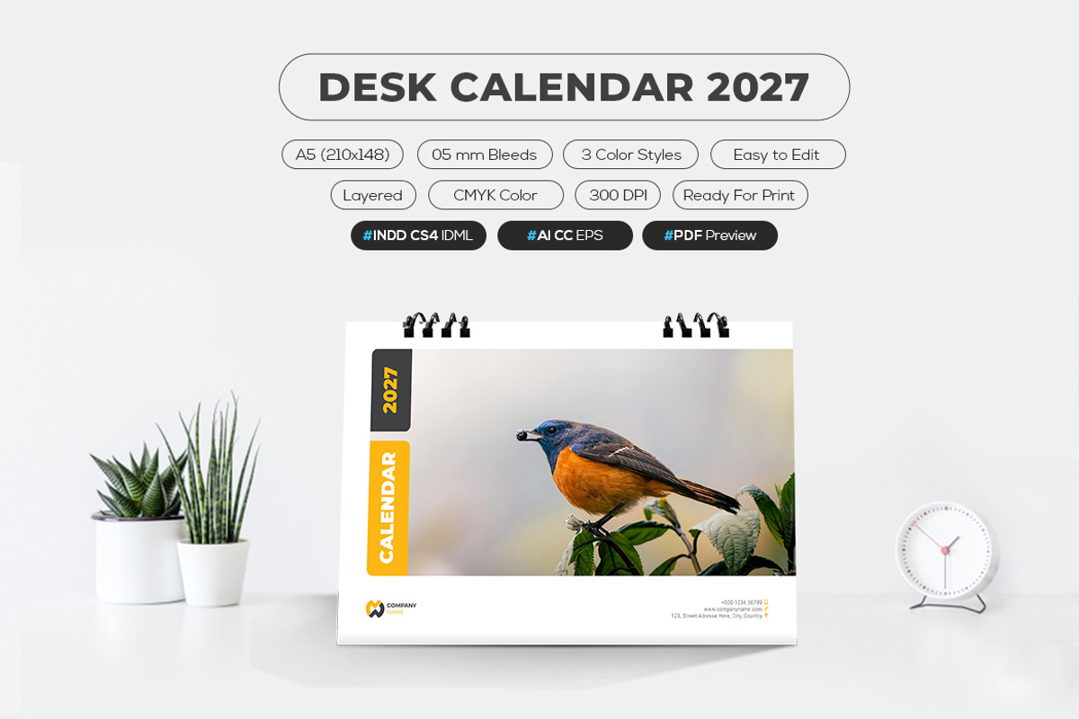 Printable 2027 Calendar A5 Size, a Stationery Template by MstArtwork (Photo 5 of 5)