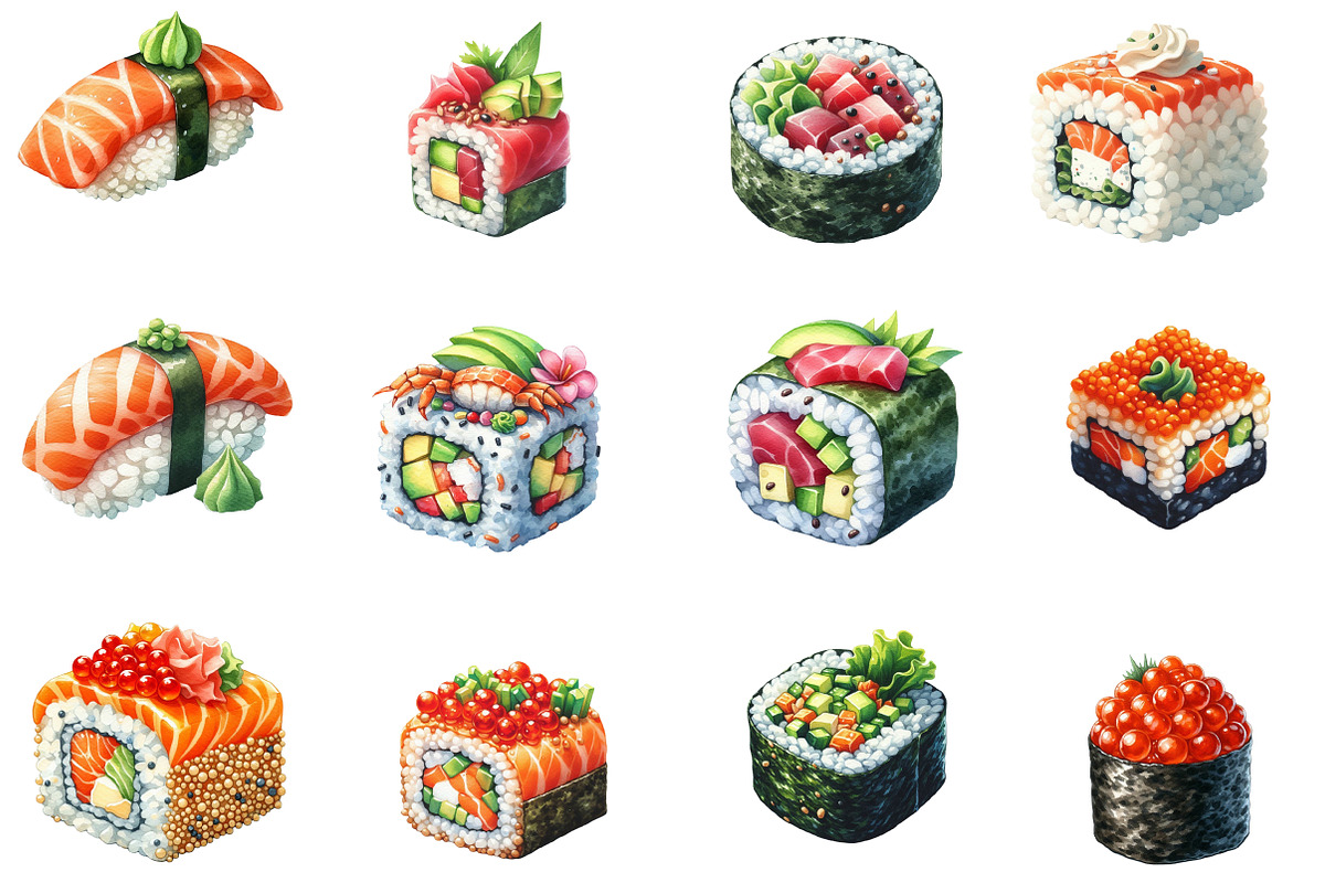 Sushi Clipart Bundle, an Illustration by Designworld (Photo 3 of 4)