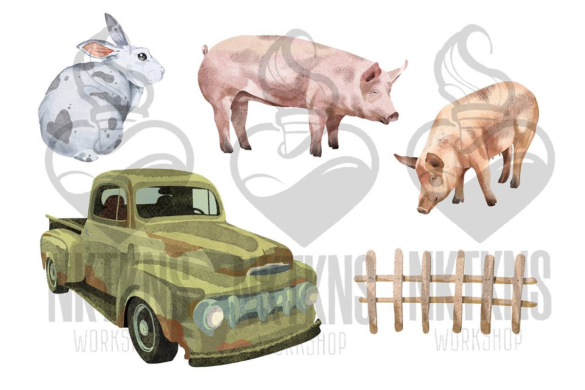 Animal Farm Watercolor Clipart, an Animal Illustration by NKTKNS (Photo 3 of 6)