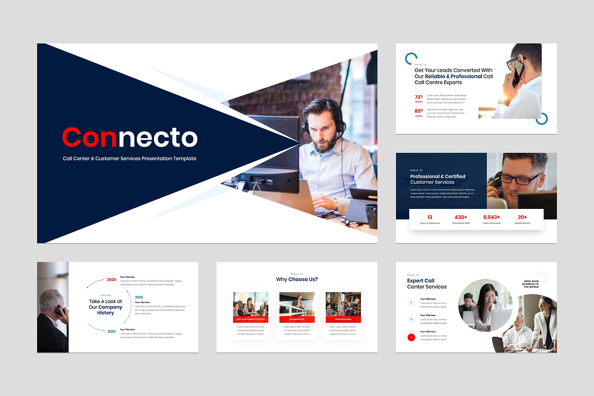 Customer Call Center Template, a Presentation Template by Flat Icons