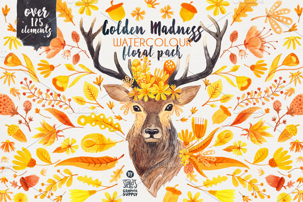 Golden Madness - Floral Pack, an Animal Illustration by Stella's Graphic Supply (Photo 1 of 5)