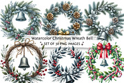 Watercolor Christmas Wreath Bell Cli, an Illustration by DreamPrint404 (Thumbnail 7 of 7)