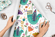 Folk art Birds and Flowers, a Decorative Illustration by Olesya Agudova (Thumbnail 4 of 8)