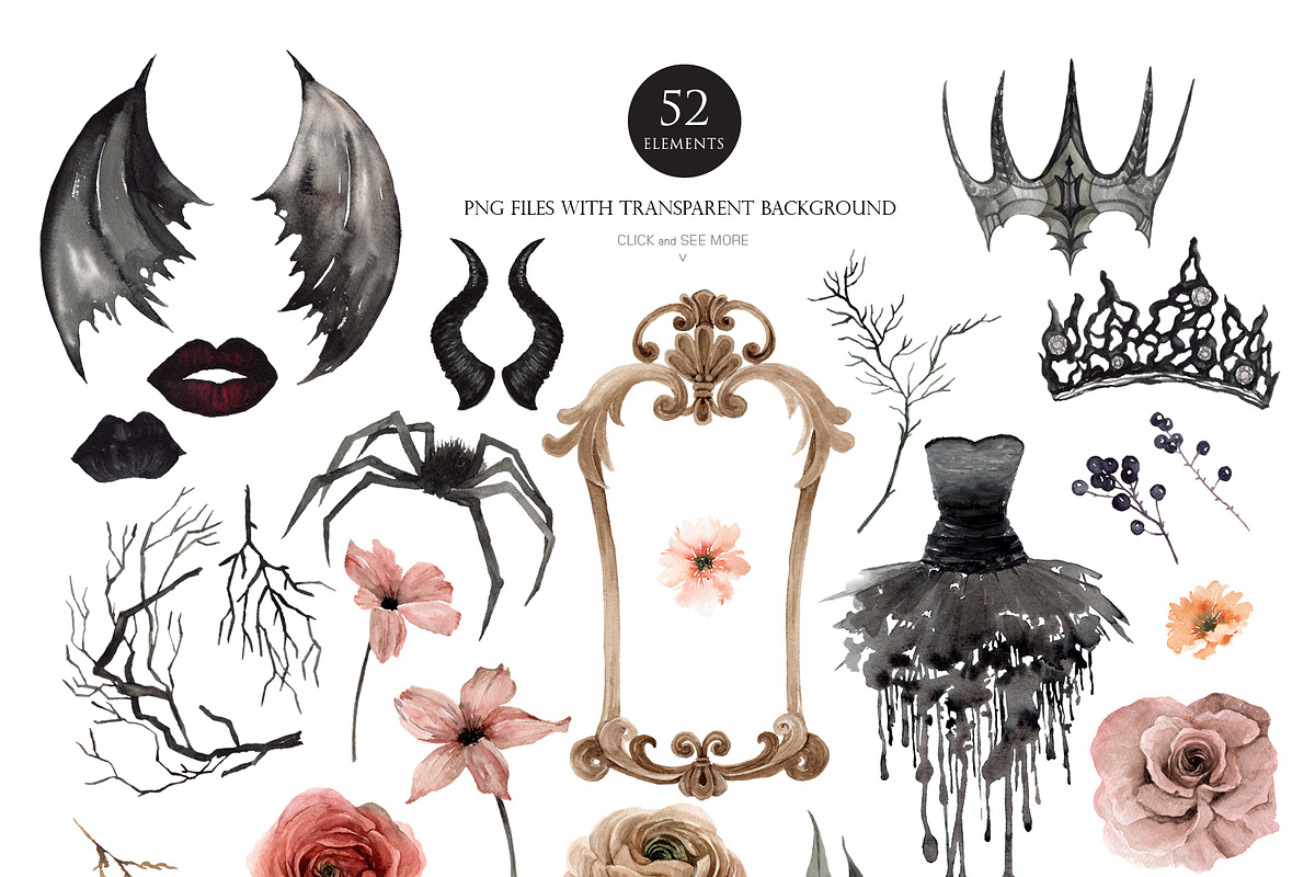 Watercolor clipart - Halloween Queen, an Illustration by Beigetime (Photo 8 of 13)