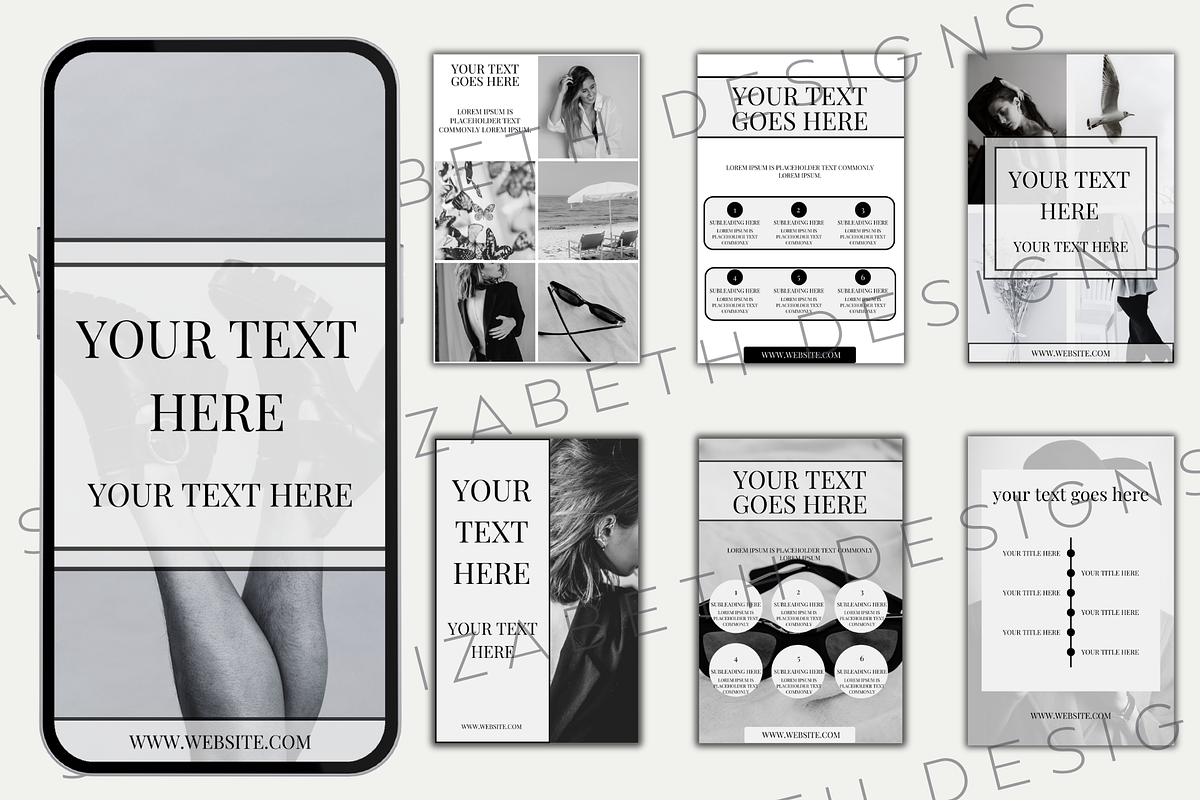 Monochrome Pinterest Templates, a Social Media Template by Sian Elizabeth Designs (Photo 2 of 5)