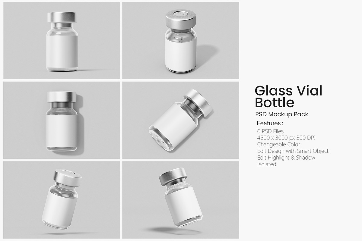 Vaccine Glass Vial Bottle Mockup Set, a Packaging Mockup by Remnand Studio (Photo 2 of 9)